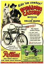 1957 Hopalong Cassidy Cowboy Horse Bicycle Roller Skate Ad 12x18 Poster Western
