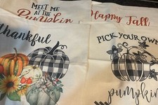 Set of 4 Fall Pillow Covers 17x17 Thankful, Happy Fall, Pumpkin Patch