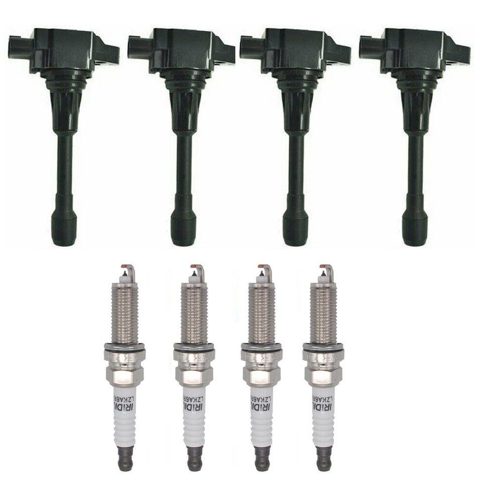 4X Ignition Coils + 4X Iridium Spark Plugs For Nissan Versa 1.6L 1.8L