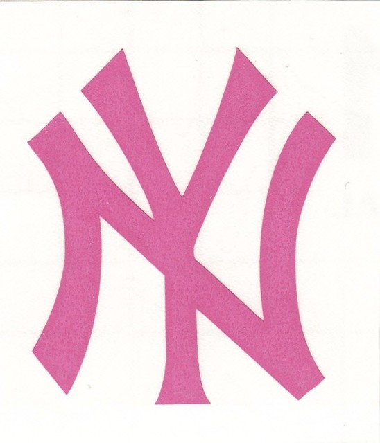 Pink New York Yankees fire helmet window decal sticker up to 12 inches