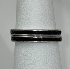 Two 2 Stackable Sterling Silver 925 Black Chalcedony Infinity Rings Size 5