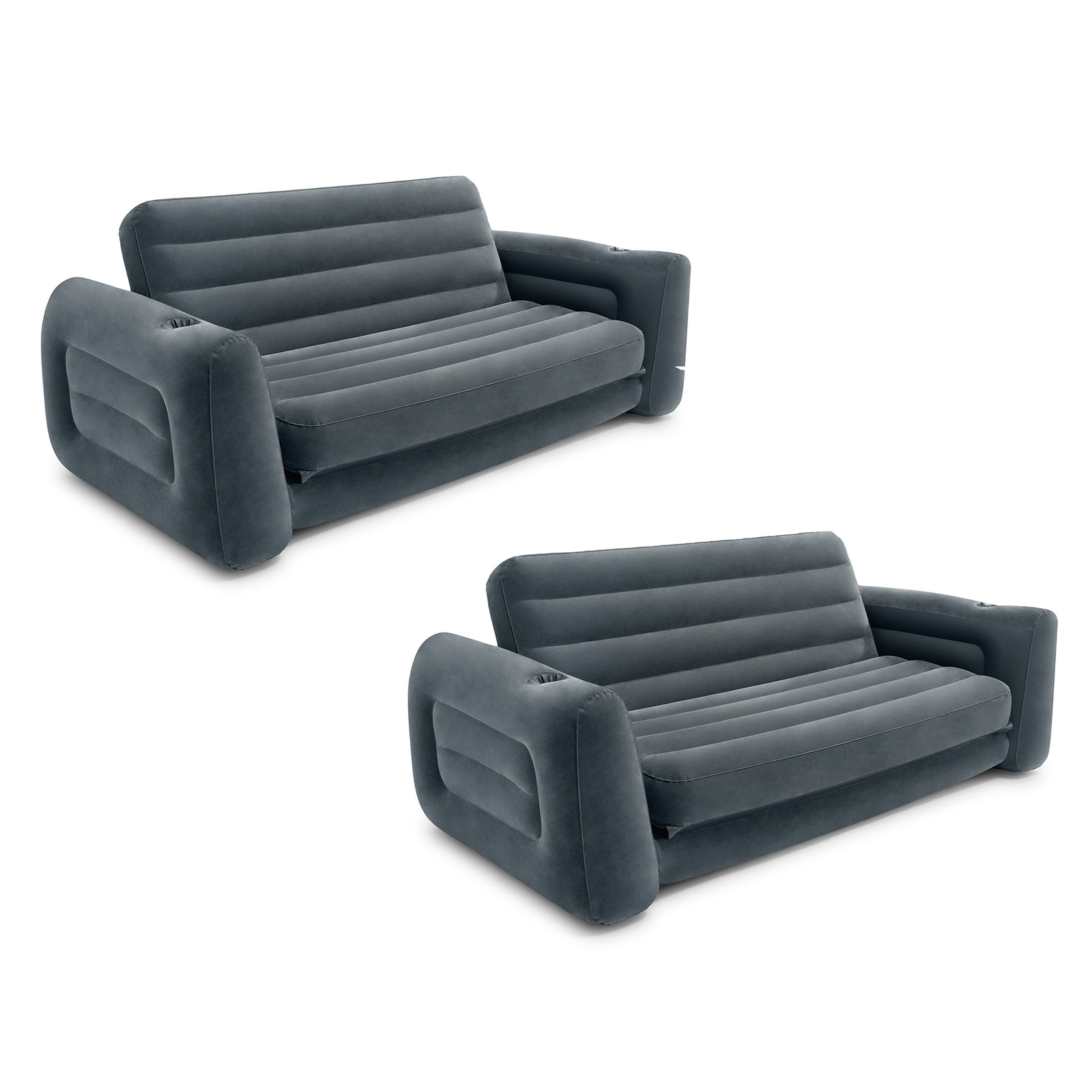 Sofá inflable extraíble Intex sofá cama futón sofá, reina, gris (paquete de 2)