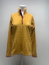 Haglofs Tribe Jacket Striped 1/4 Zip Knit Pullover Yellow Pink Women Size Medium