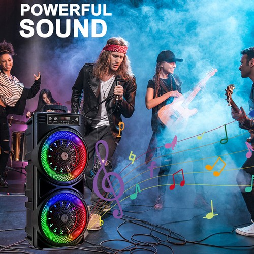 6000W Portable Bluetooth Speaker Sub Woofer Heavy Bass Sound System Party Mic UK - Picture 10 of 14