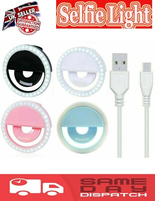Selfie LED Licht Ring Blitz Clip Wiederaufladbare Kamera für Handy & Tablets iPhone 