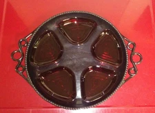 Rare Vintage Bon Chef Large Black Aluminum Serving Tray With Glass Inserts