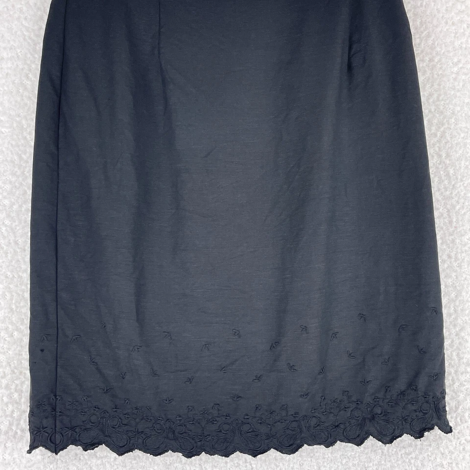 Falda Dressbarn Línea A Mujer Talla 14 Negra Floral Bordada Lino Festoneado Foto 3 de 4