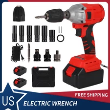650Nm Cordless Impact Wrench Gun 1/2'' Brushless High Power Driver w/2 Batteries