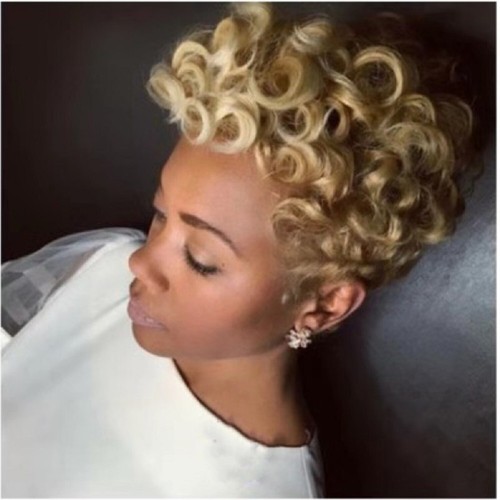 Short Pixie Boy Cut Wig Ladies Hairstyles Blonde Women Hair Wavy Curly