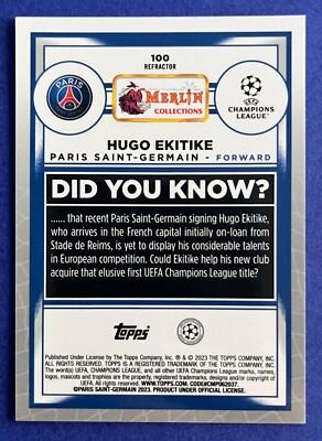 Hugo Ekitike 2022-23 Topps Merlin Chrome UEFA REFRACTOR