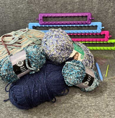 Loops & Threads Knit Quick Knitting Loom Set With 4 Looms And 4 Skeins Of Yarn