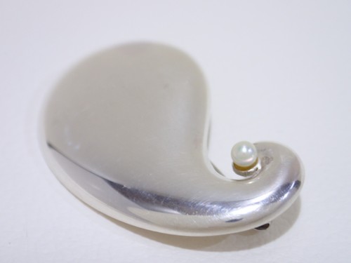 GEORG JENSEN #398 sterling silver brooch with pearl - Picture 4 of 10