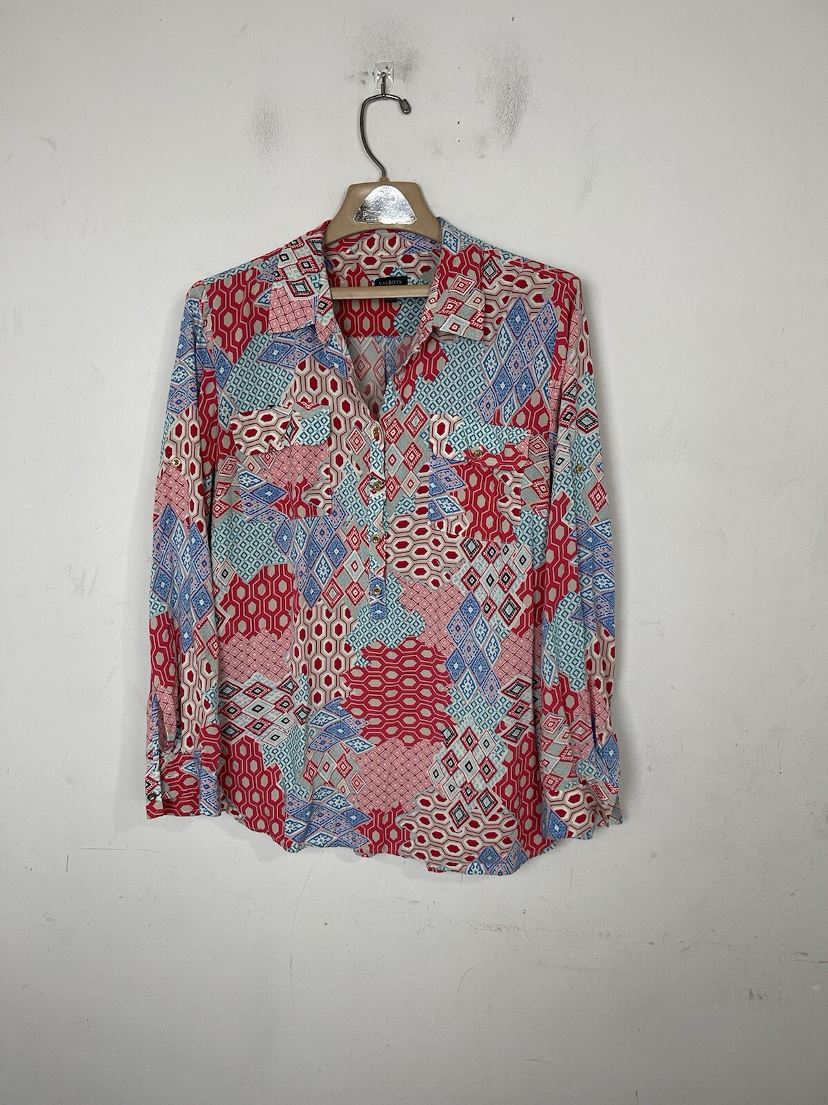 Talbots Womens Shirt Large Patchwork Scarecrow Sp… - image 2