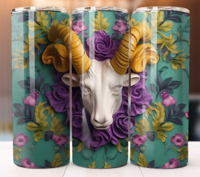 3D Goat Tumbler 20oz Tumbler 20 oz Skinny Cup Mug Lid Straw