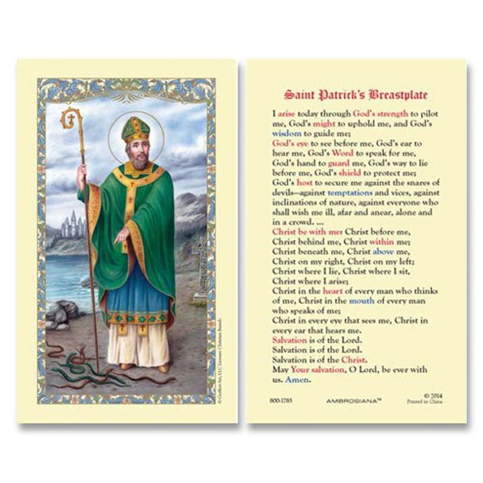 Laminated St. Patrick's Breastplate Holy Prayer Card Christ Be With Me ...
