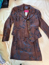 Vintage Christian LaCroix Brocade Suit With Gold  Enamel Buttons Size 36