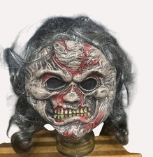 Scary Zombie Witch Mask With Curly Gray Hair Fun World Div Halloween Costume