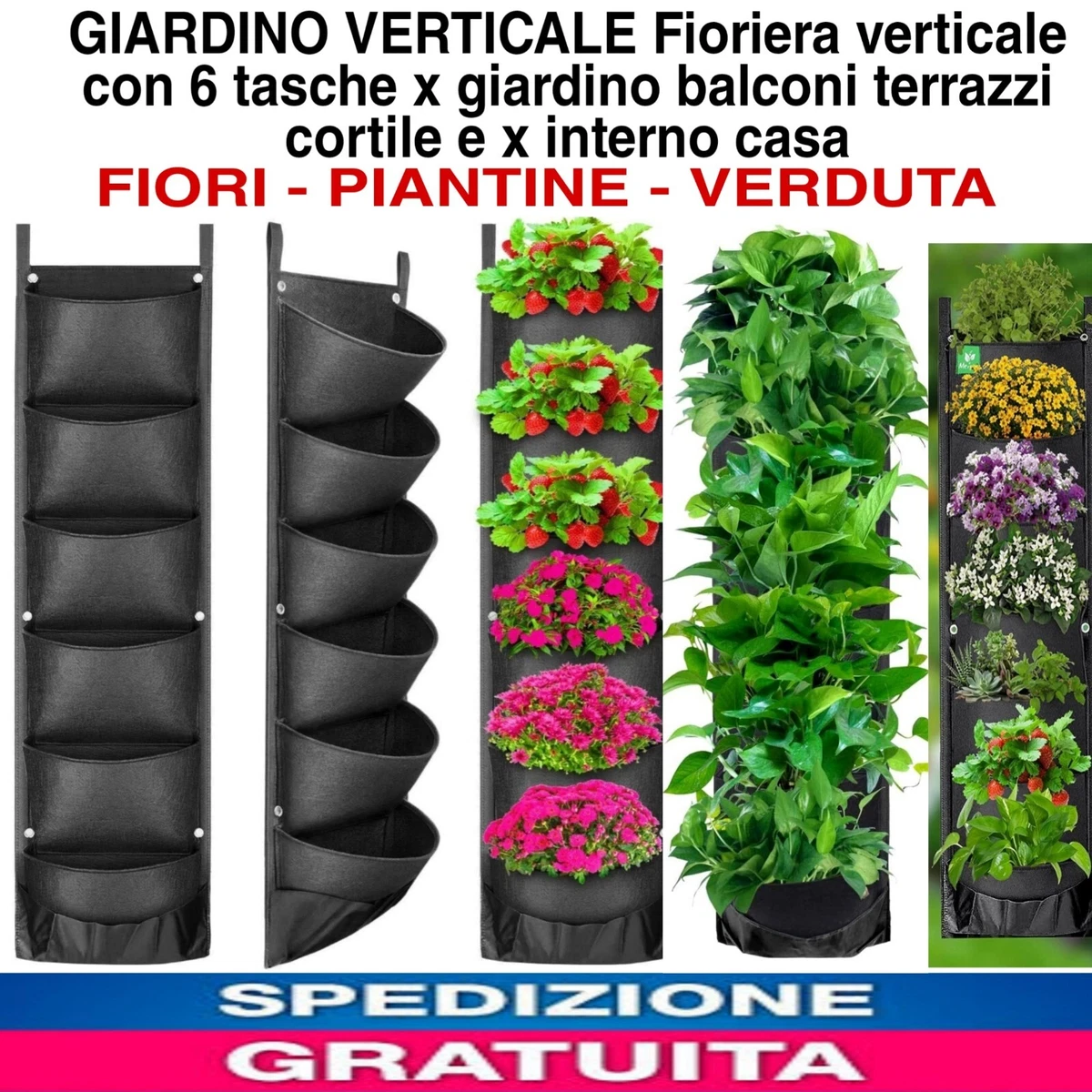 DIFIER 18 Tasche Da Appendere Per Giardino Verticale: Coltiva Fiori E Piante Sul Muro