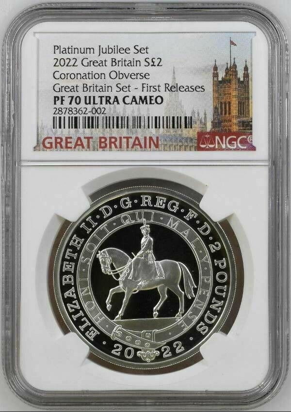 2022 イギリス プラチナジュビリー £2 銀貨 NGC PF70UC FR 2022 イギリス プラチナジュビリー £2 銀貨 NGC PF70UC FR 最高鑑定