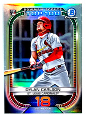 2021 Bowman Baseball #BTP-18 Dylan Carlson Bowman Scouts Top 100 Refractor