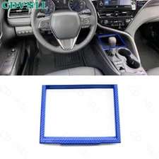 For Toyota Camry 2018-2021 Blue Carbon Fiber Console Gear Storage Box Cover Trim