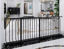 Extra Wide Baby Gate Tension Indoor Safety Gates Black Metal Large Pressure Moun