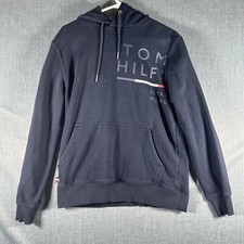 Tommy Hilfiger Womens Hoodie Black Long Sleeve Pullover Size S/P Cotton Blend