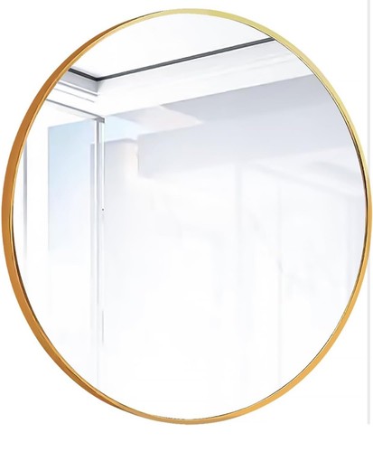 Round Mirror 24” Wall Mounted Circle Vanity Mirror Frame Modern Decor Gold - Picture 7 of 8