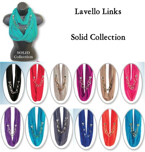 Lavello Links Infinity Scarves - Bold Solid Colors w/Links Scarf Wrap Gifts NEW - Picture 2 of 12