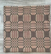New Primitive Coverlet TAN BRICK BLACK LOVERS KNOT PILLOW COVER No Insert 18"
