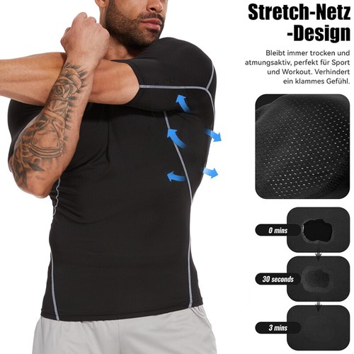 Mens Compression Armour Base Layer Top Half Sleeve Thermal Gym Sports Shirt Abs - Picture 8 of 18