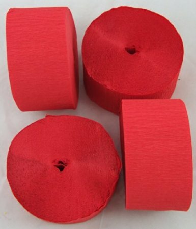 Clikkabox - 4 Red Large Crepe paper EACH streamer 26 metre x 45mm by clikkabox