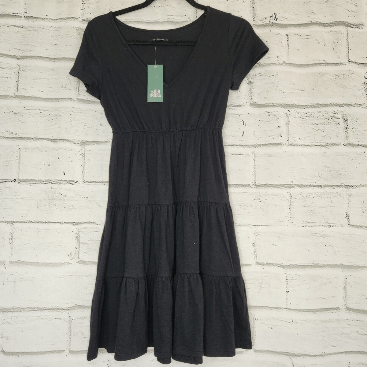 black cotton fit and flare dress Black Solid Tie-Up Neck Fit and Flare Dress Online in USA | Easy Returns main image 0
