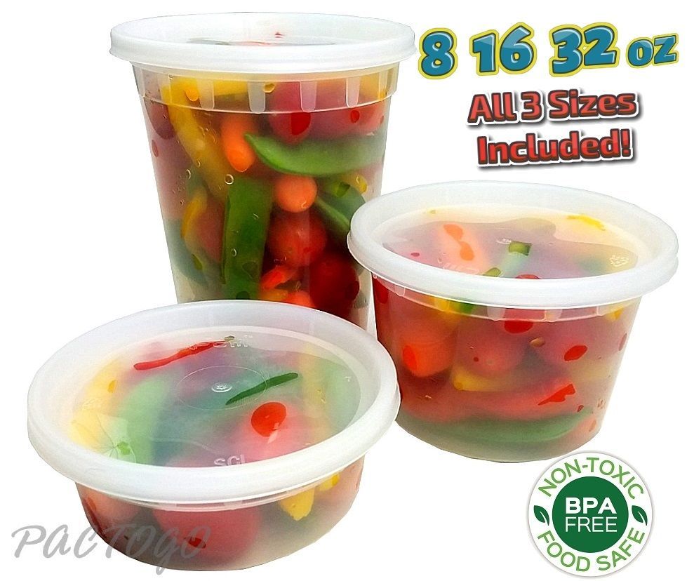 48 Sets Round Clear Microwaveable Deli Containers - 8, 16, 32 Oz Soup Food Storage