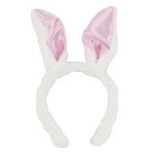 Bunny Ears Headband Soft White  Pink Easter Halloween Playboy Accessory