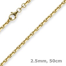 2,5mm Kette Collier Ankerkette aus 585 Gold Gelbgold, 50cm, Herren, Goldkette