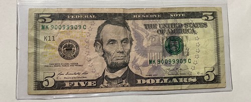 Fancy Serial Number $5 Dollar Bill TRINARY Five  Of Kind And One  Pair 2013 - Picture 5 of 6