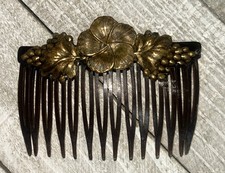 Vintage Hair Comb with metal floral and grapes.