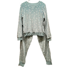 Honeydew Lounge Set Women's Medium 2pc Crewneck Jogger Velour Mint Green EUC