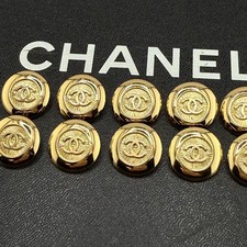 10 CHANEL BUTTONS CC LOGO GOLD 20MM METAL VINTAGE