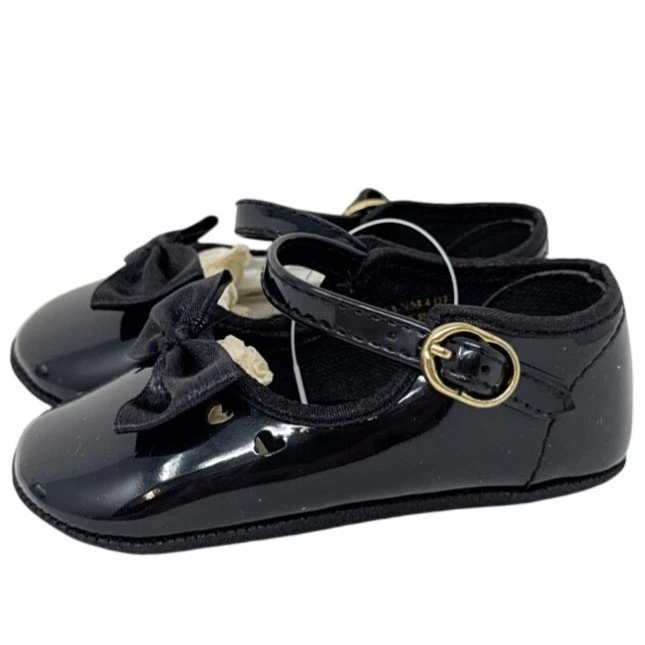 Zapatos de bebé Darling Infant talla 3 negro charol diseño de lazo Foto 4 de 4