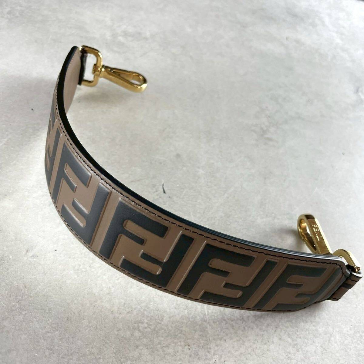 RARE FENDI Mini Strap You Zucchino Leather Shoulder Bag Handle Belt