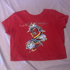 Ed Hardy Women s Red Dragon Graphic Print Cre...