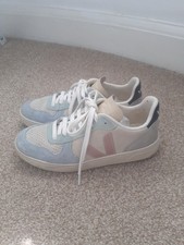 VEJA V 10 BEIGE/BLUE/GREEN/GREY SUEDE TRAINERS SIZE UK 4