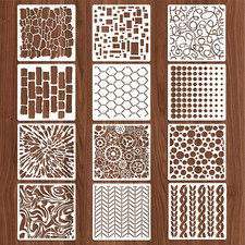 Jeffdad 8 Pcs Stencils for Crafts Reusable, Texture Stencils for Painting, Layer