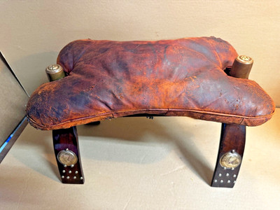 Vintage CAMEL STOOL mid century egyptian saddle ottoman foot seat Cowboy up!