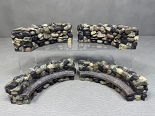 Dept.56 Village Accessories Set of 4 Fieldstone Curved Wall/Bench #53009