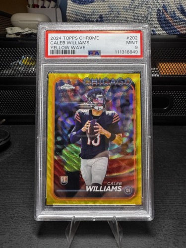 2024 Topps Chrome - Caleb Williams #202 Yellow Wave Refractor /75 (RC) PSA 9