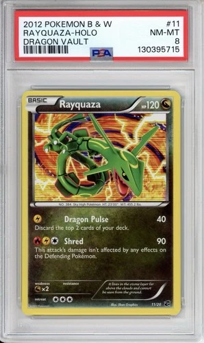 PSA 8 Rayquaza Pokemon B&W Dragon Vault Holo #11