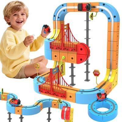 Electric Train Set 3D Track for Kids 3-8 Years Old, 88 Pcs Building Toy Train...
